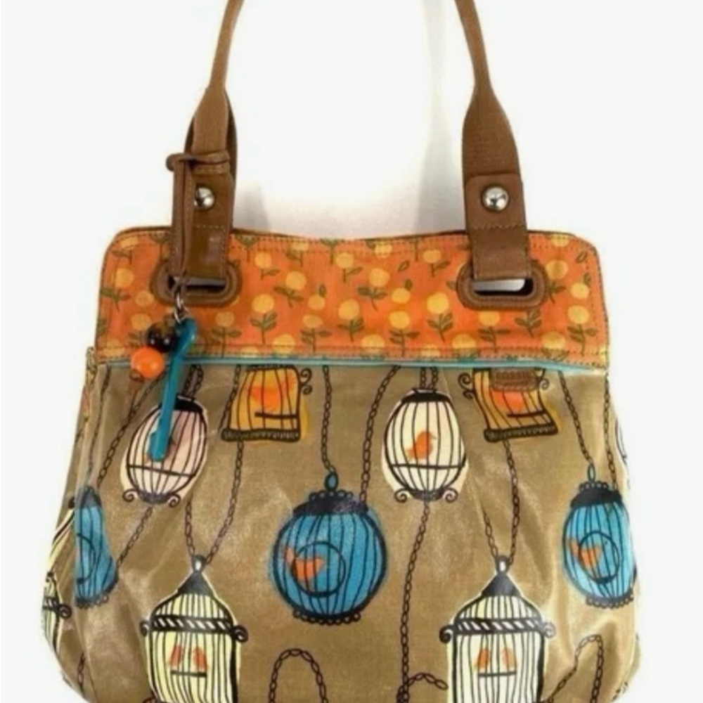 Rare find. Fossil birdcage themed tote.  Colorful